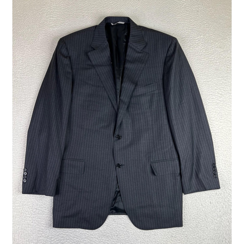 Canali Suit Jacket Mens 44R (IT 54) Gray Pinstripe Wool Made Italy 2 Button